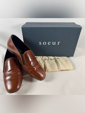 Soeur Pacha Leather Loafers, Size 39, Cognac. Excellent condition w/ box
